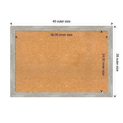 Dove Greywash Narrow Framed Natural Corkboard 43" x 31"