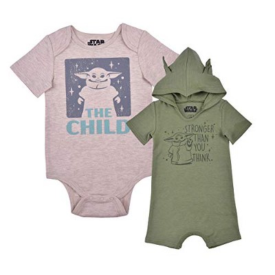 Star Wars Boy's Cutest in The Galaxy Baby Yoda Bodysuit Creeper with 3D Cap - White, Size 12M