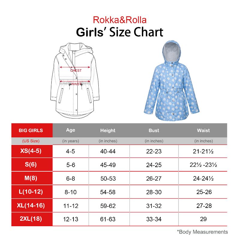 Rokka&Rolla Girls' Light Rain Jacket Trench Coat, 3 of 15