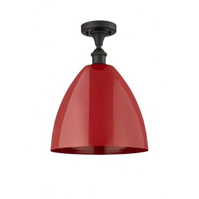 Plymouth Dome - 1 Light Semi-Flush Mount In Industrial Style-14.75 Inches Tall and 12 Inches Wide