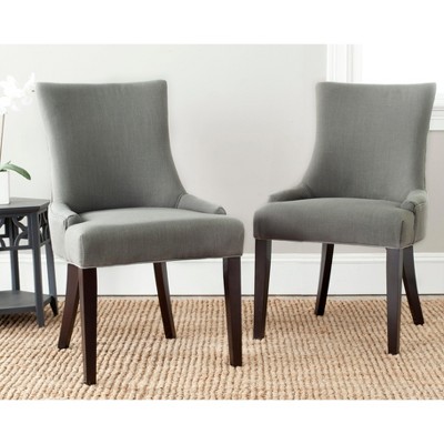 Elegant Gray Linen Upholstered Parsons Side Chair with Birch Legs