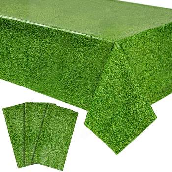 Sparkle and Bash 3 Pack Plastic Grass Tablecloth, Green Table Covers for Golf Party, Hole In One Birthday Decorations, 54 x 108 In
