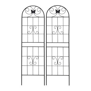 Lirago Black 2 pieces Weatherproof Multi-functional Outdoor Screen-Laser-Cut Galvanized Steel Panel 70.86"Hx19.68"Wx0.51"D - 1 of 4