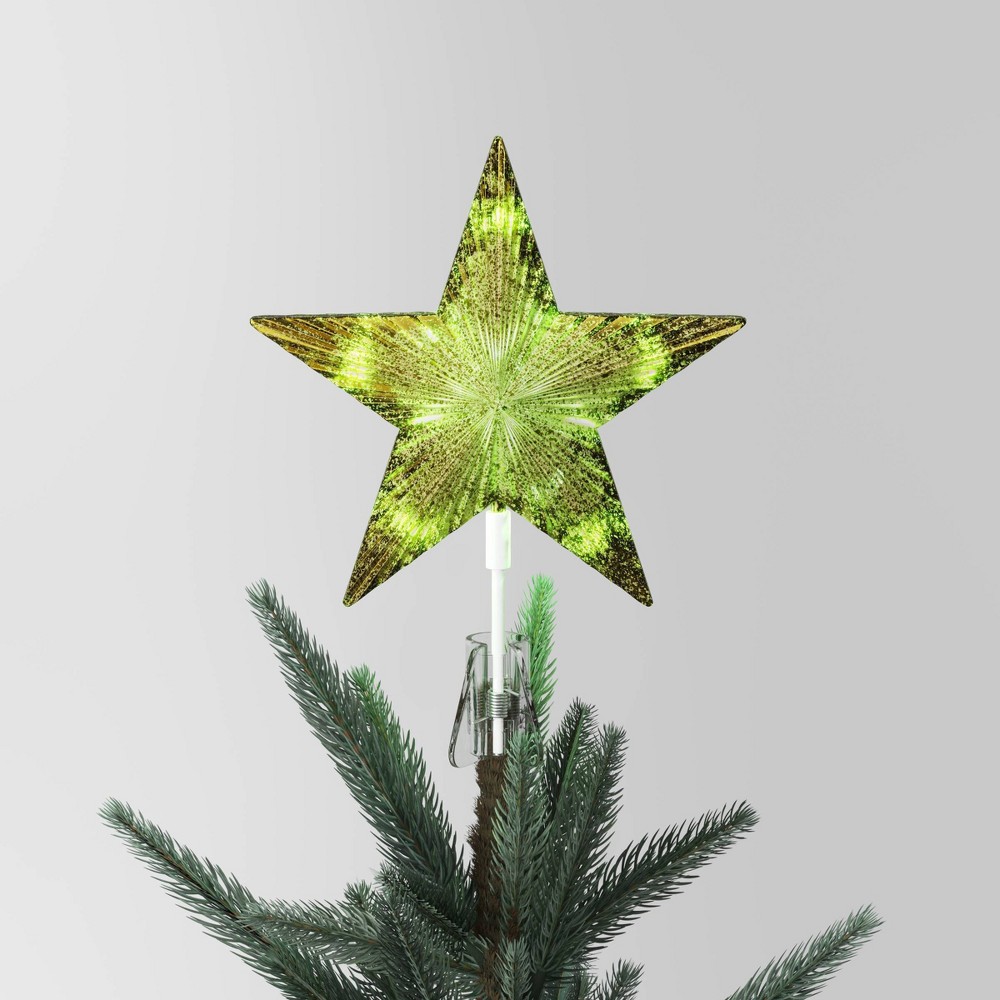 11.25" Pre-lit LED Plastic Gold Star Color-Changing Christmas Tree Topper - Wondershop