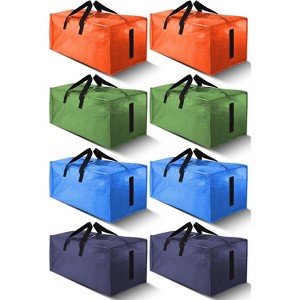 8 Pack Large Strong Moving Bags Zippers & Carrying Handles - Water-Resistant - Heavy Duty Storage Tote Space Saving - 1 of 4