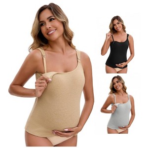 INSPIRE CHIC Women's 3 Packs Maternity Thermal Tank Tops with Built-In Bra with Adjustable Straps - 1 of 4