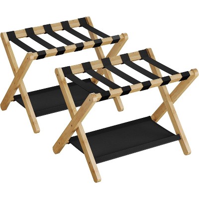 Luggage Rack, Folding Suitcase Stand with Storage Shelf, for Guest Room, Hotel, Bedroom