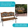 Sunnydaze 2-Person Ivy Crossweave Design Cast Iron and Wood Frame Outdoor Garden Bench - 2 of 4