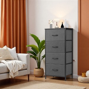 FONTOI Dressers 4 Drawer Fabric Tall Dresser Tower Closet Storage Clothes Chest of Drawers for Bedroom Nursery, Grey, 11.8"*17.7"*37.4" - 1 of 4