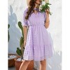 Women's Polka Dot Midi Dress Short Sleeve Tie Neck Wrap Style Casual Summer Sundress - 2 of 4