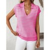 Women's V-Neck Sleeveless Knit Top Striped Collared Sweater for Casual Style - 3 of 4
