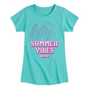 Girls' - Barbie - Summer Vibes Fitted Short Sleeve Graphic T-Shirt - 1 of 4