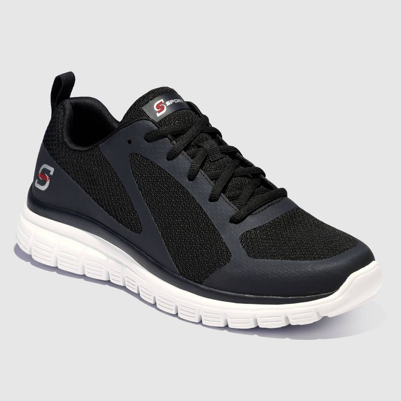 S Sport By Skechers Men's Reiff 3.0 Sneakers - Black 7: Lace Up, Cushioned Insole, Flocked Outsole