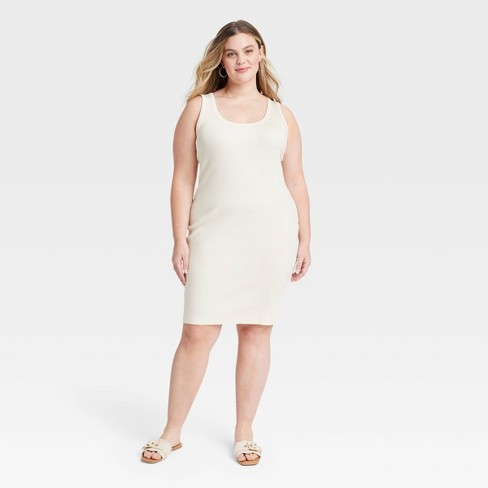 Women's Ribbed Mini Bodycon Dress - Universal Thread™ Cream 4X