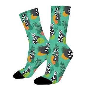 Tropical Lemurs Women Printed Crew Socks Funny Funky Socks Soft Polyester Novelty Gifts for Artists Men - 1 of 1