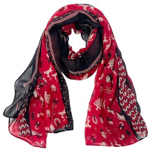 Wrapables Lightweight Winter Holiday Christmas Scarf, Reindeer & Sled Red - 1 of 4