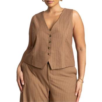 ELOQUII Women's Plus Size Pinstripe Vest
