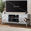 Modern Mirrored Silver TV Stand for 50" TVs, Media Console with Doors, Entertainment Cabinet for Living Room-The Pop Home - 3 of 4