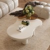 NicBex Set of 2 Cream White Modern Nesting Coffee Tables for Living Room,2 in 1 Irregular Tea Table with Glass Top,Living Room Furniture - 3 of 4