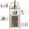 Corner Wine Bar Rack Cabinet with Detachable Wine Rack, Home Bar Cabinet with Barn Door and Adjustable Shelf - 4 of 4
