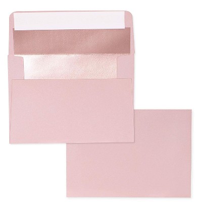 50-Pack A1 Blush Pink Rose Gold Foil Lined Envelopes for 3X5 Invitation Announcements, Wedding Rsvp, Graduation, Birthday, 120Gsm, 3.6 x 5.1 inches