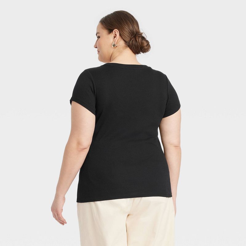 Women's Slim Fit Short Sleeve Ribbed Scoop Neck T-Shirt - A New Day™, 3 of 8