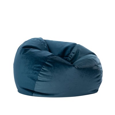 Factory Direct Partners Kids' Round Velvety Bean Bag Peacock Blue