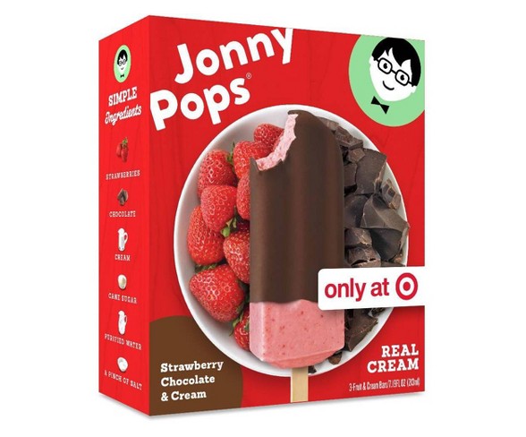 JonnyPops Strawberry Chocolate &#38; Cream Frozen Fruit Bars - 3pk
