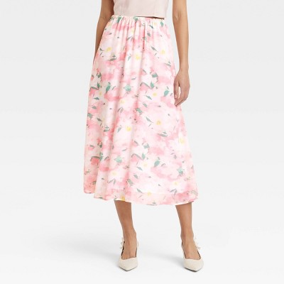 Women's Sheer Maxi A-Line Skirt - A New Day™ Pink Floral S