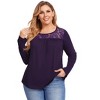 WhizMax Women Plus Size Pleated Flowy Top 3/4 Roll Sleeve Casual Loose Blouse Round Neck Tunic Shirt Long Sleeve - 2 of 4