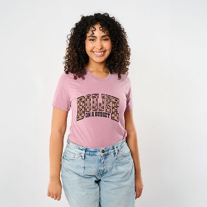 Simply Sage Market Women's Boujee On A Budget Checkered Short Sleeve Graphic Tee - 1 of 4