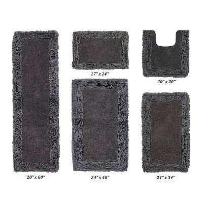 Shaggy Border Collection 5-Piece Bath Rug Set 100% Cotton Tufted Weave Ruffle Border Pattern Bathroom Rug for Machine Washable Bathmat