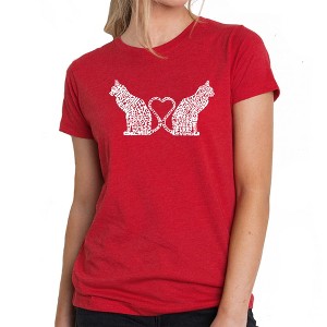 LA Pop Art Cat Tail Hearts - Women's Premium Blend Word Art T-Shirt - 1 of 4