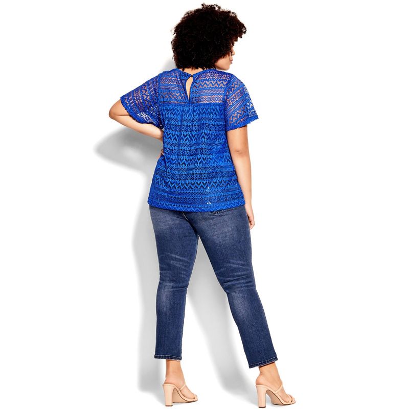 Women's Plus Size Serenity Short Sleeve Top - blue | CITY CHIC, 3 of 6