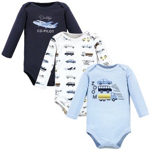 Hudson Baby Infant Boys Cotton Long-Sleeve Bodysuits, Vehicles - 1 of 4