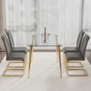 5-Piece Dining Set with Rectangular Tempered Glass Table and 4 Chairs for Kitchen, Dining Room - 3 of 4