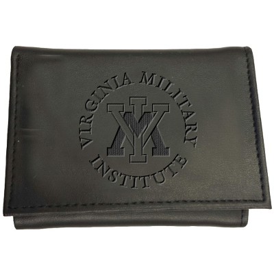 Evergreen NCAA Virginia Military Institute Black Leather Trifold Wallet Officially Licensed with Gift Box