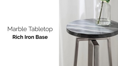 White Marble and Gold Metal Round Drink Table