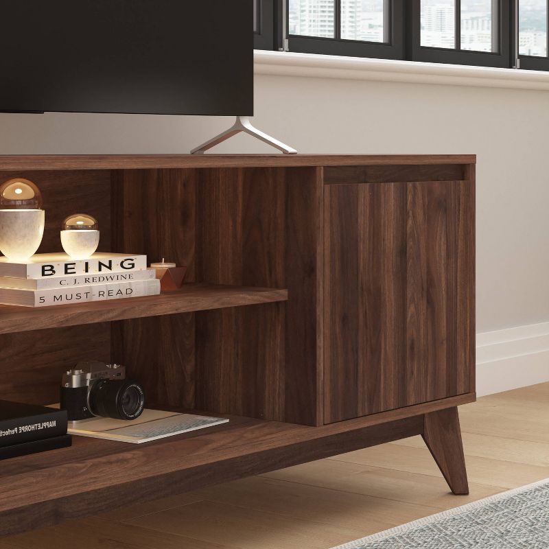 60&#34; Haisley Mid-Century Modern TV Stand for TVs up to 64&#34; with Adjustable Shelves Dark Walnut - Taylor &#38; Logan, 3 of 11