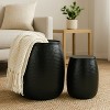 happimess Merida Modern Rustic Hammered Metal Drum Storage Side Table with Lid - 2 of 4