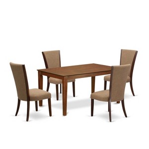 5-Piece Mahogany Finish Solid Wood Top - Rectangular Dining Room Set - Seats 4 - 1 of 4