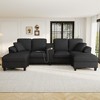 Whisen 116.9" Sectional Sofa, Modern U-Shaped Sectional Sofa, Corduroy Upholstered Couch with Ottomans, Cup Holders - 2 of 4