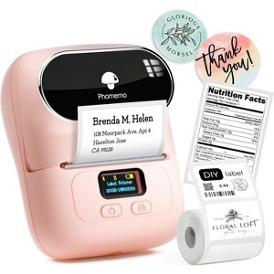Phomemo M110 Portable Printer Label Maker for Product Label and Logo Sticker - Pink - 1 of 4
