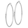 Black Bow Jewelry 2mm, 14k White Gold Classic Round Hoop Earrings, 60mm (2 3/8 Inch) - 2 of 4