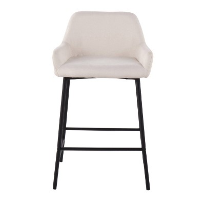 Daniella Cream Fabric and Metal Industrial Counter Stools - Set of 2