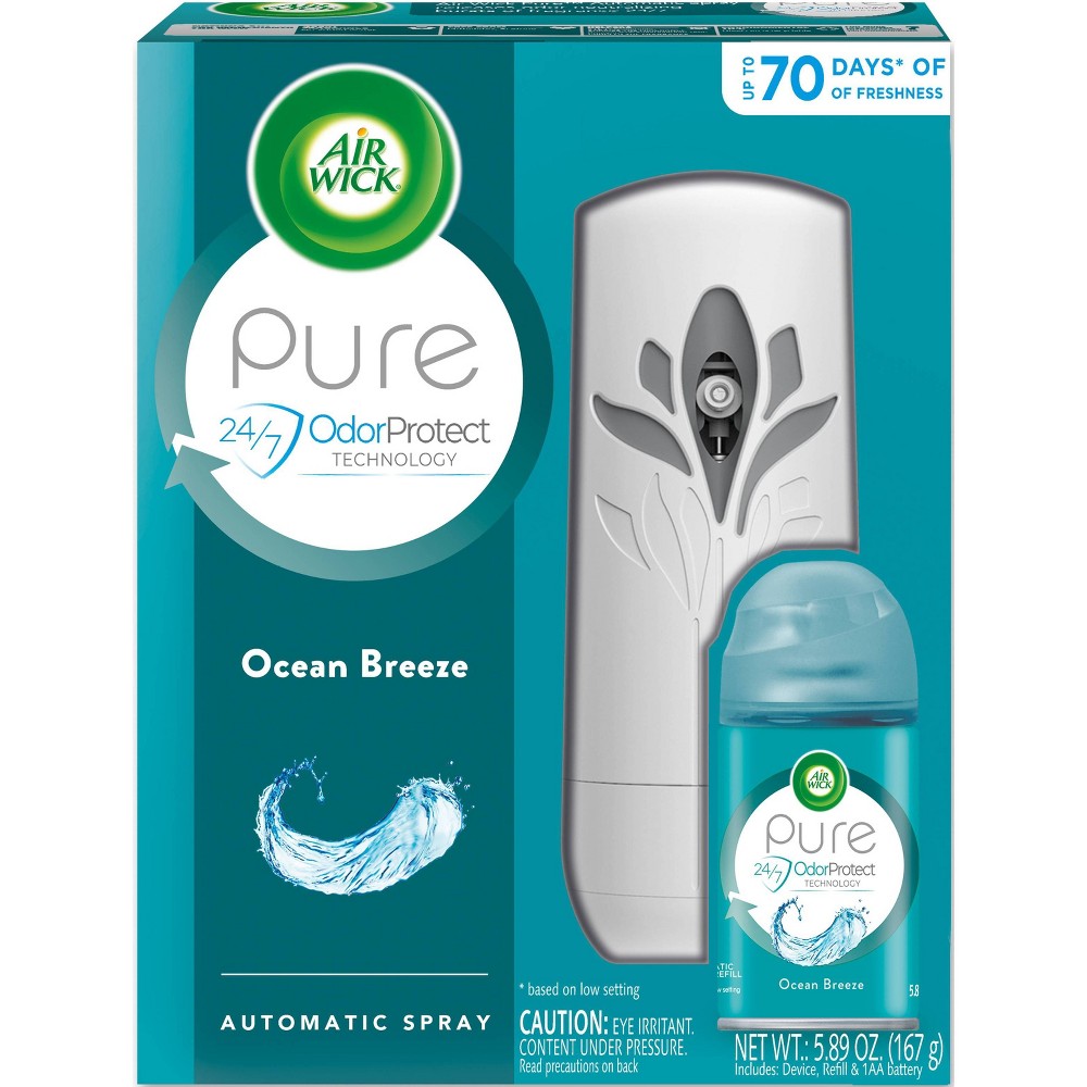 Air Wick Pure Automatic Air Freshener Spray Kit, Gadget+Refill, Ocean Breeze, 5.89 oz, 1 Count