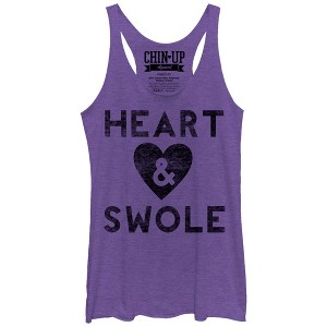 Women's CHIN UP Heart and Swole Racerback Tank Top - 1 of 3
