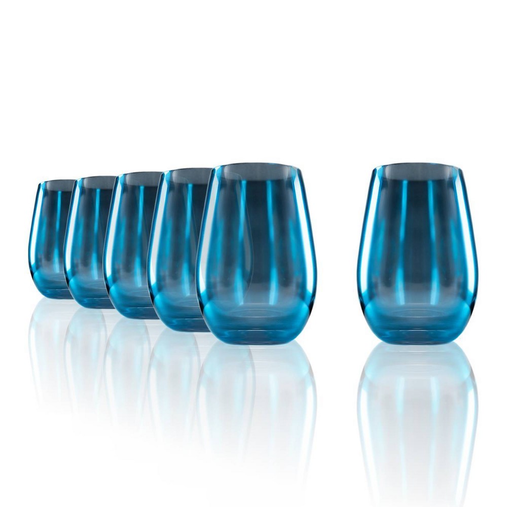 Photos - Glass Stolzle Lausitz Set of 6 15.75oz Mirrors Tumblers Blue