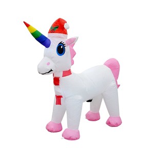 Jeco Inc. 3.5' Unicorn Inflatable Christmas Decoration: Weather Resistant, Self-Inflating Indoor/Outdoor Decor - 1 of 1