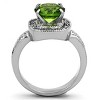Slickblue Women's Polished Stainless Steel Halo Ring – Peridot Synthetic Glass, No Plating, size 5-10 - 3 of 4